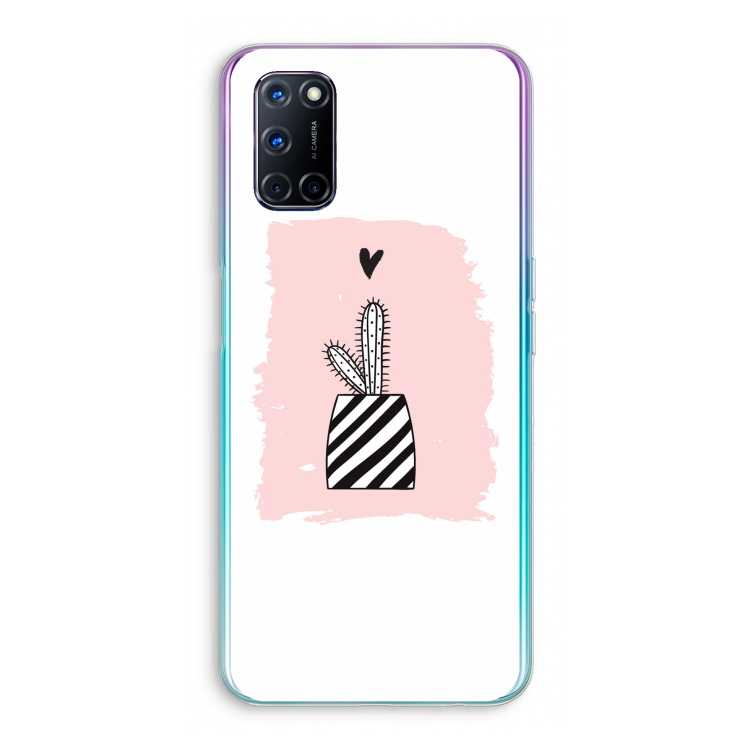Zwart-wit cactus: Oppo A52 Transparant Hoesje