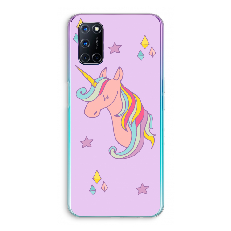 Roze eenhoorn: Oppo A52 Transparant Hoesje