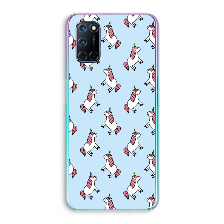 Eenhoorns overal: Oppo A52 Transparant Hoesje