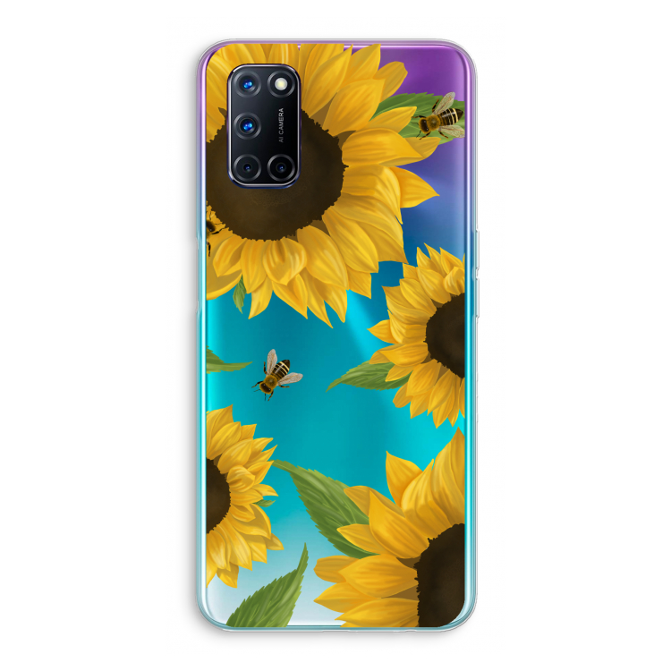 Sunflower and bees: Oppo A52 Transparant Hoesje