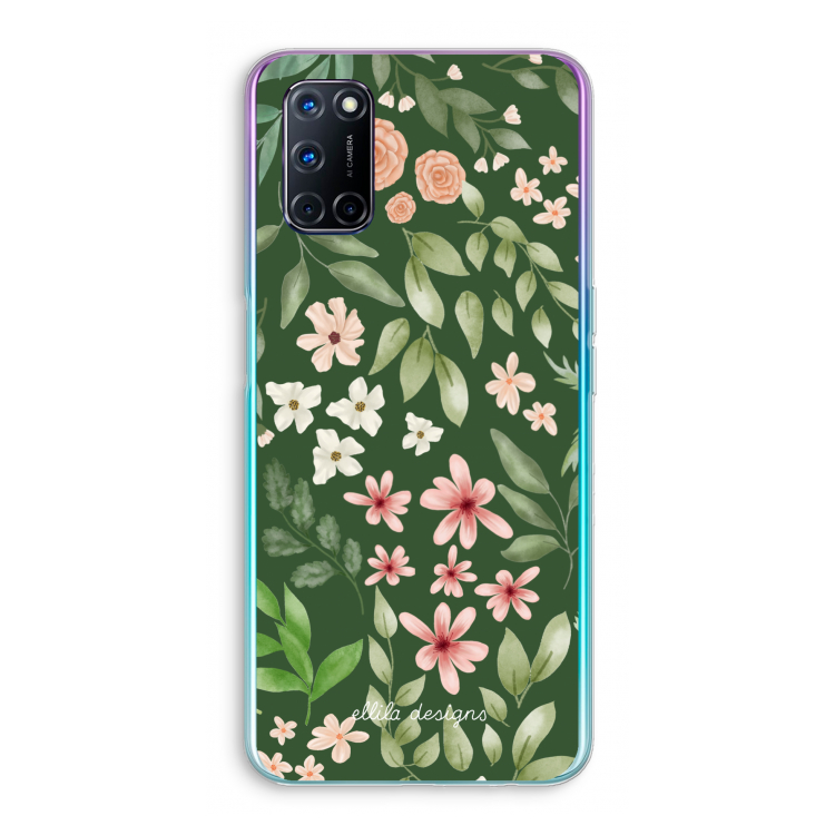 Botanical green sweet flower heaven: Oppo A52 Transparant Hoesje
