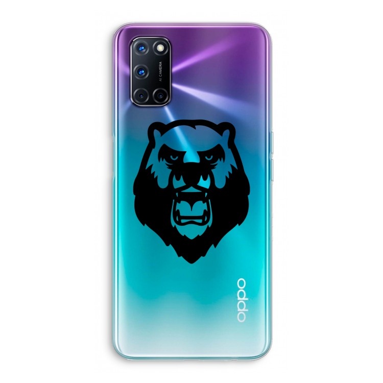 Angry Bear (black): Oppo A52 Transparant Hoesje