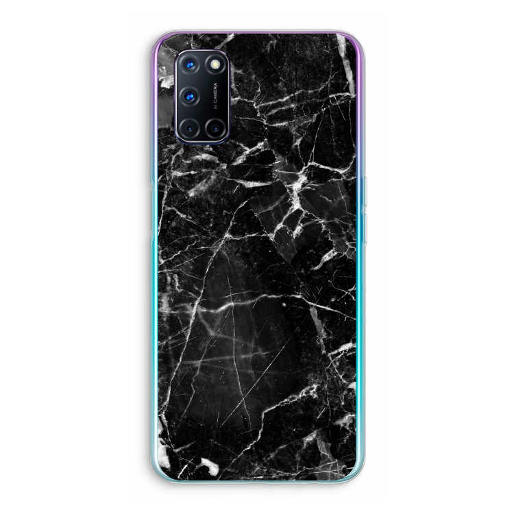 Zwart Marmer 2: Oppo A52 Transparant Hoesje