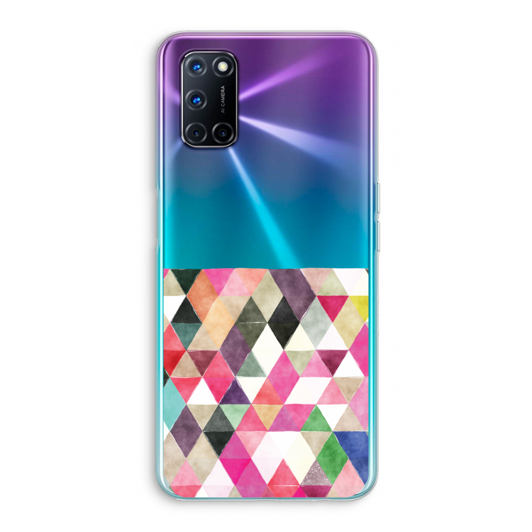 Gekleurde driehoekjes: Oppo A52 Transparant Hoesje