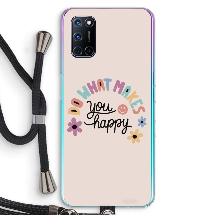 Happy days: Oppo A52 Transparant Hoesje met koord