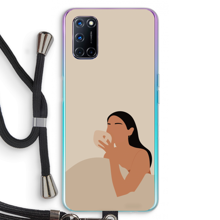 Fresh coffee: Oppo A52 Transparant Hoesje met koord