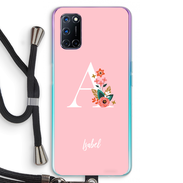 Pink Bouquet: Oppo A52 Transparant Hoesje met koord