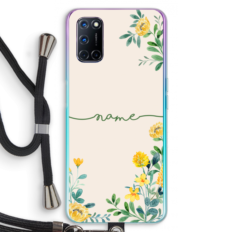 Gele bloemen: Oppo A52 Transparant Hoesje met koord