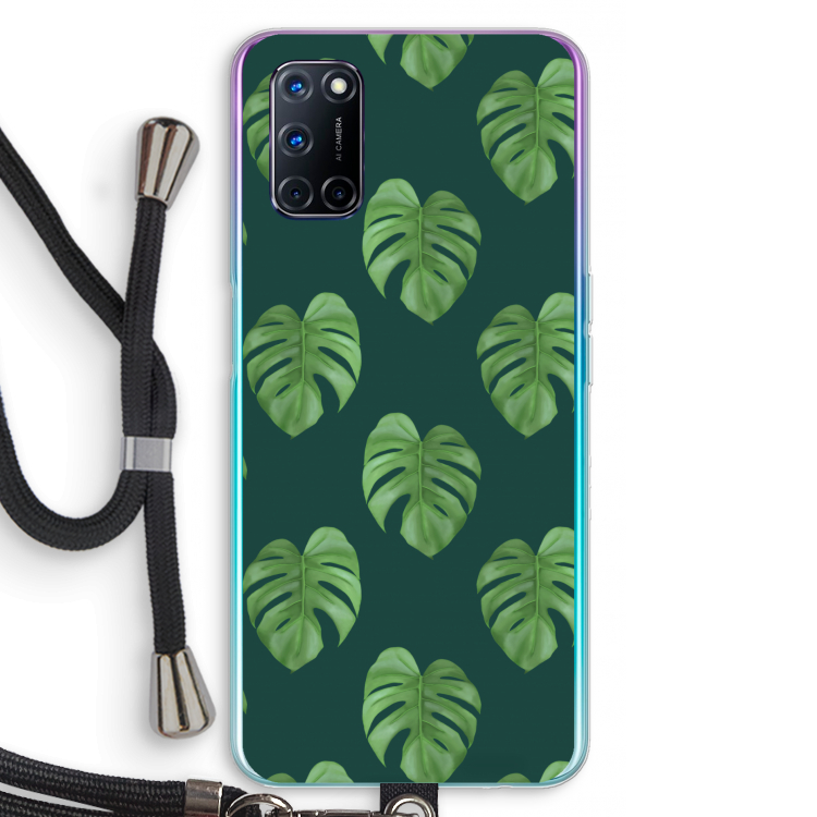 Monstera leaves: Oppo A52 Transparant Hoesje met koord