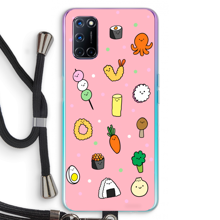 Happy bento friends: Oppo A52 Transparant Hoesje met koord