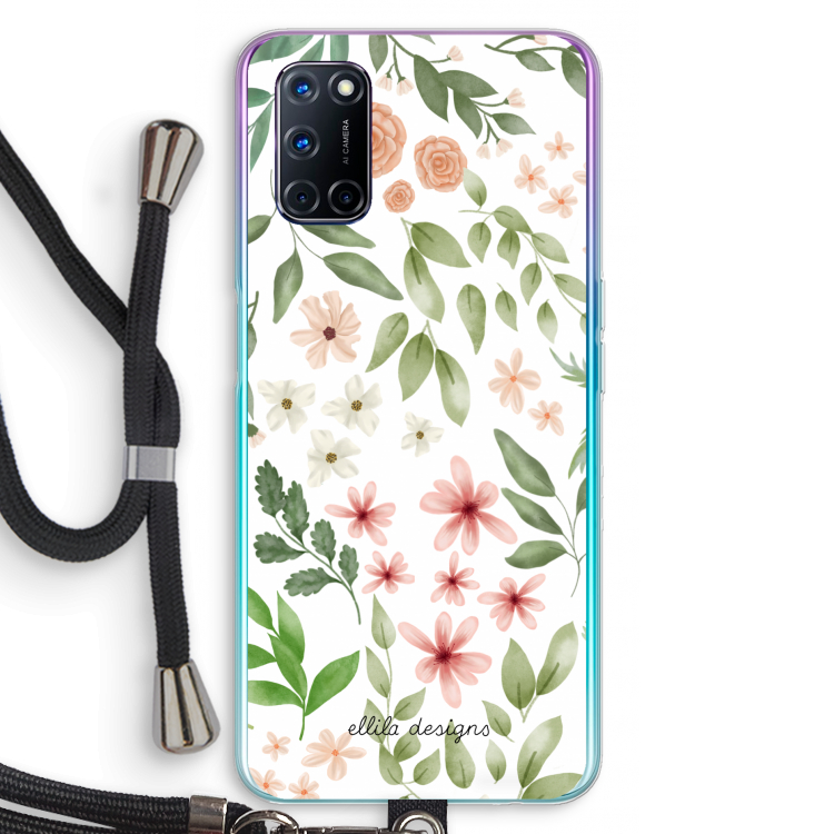Botanical sweet flower heaven: Oppo A52 Transparant Hoesje met koord