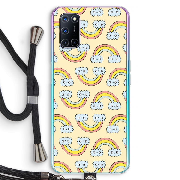 Regenboog: Oppo A52 Transparant Hoesje met koord