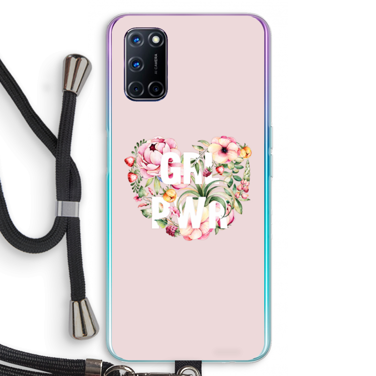 GRL PWR Flower: Oppo A52 Transparant Hoesje met koord