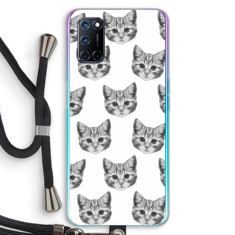 Kitten: Oppo A52 Transparant Hoesje met koord