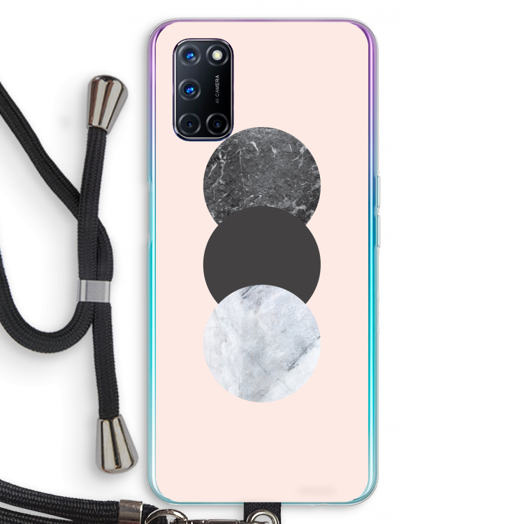 Marmeren cirkels: Oppo A52 Transparant Hoesje met koord