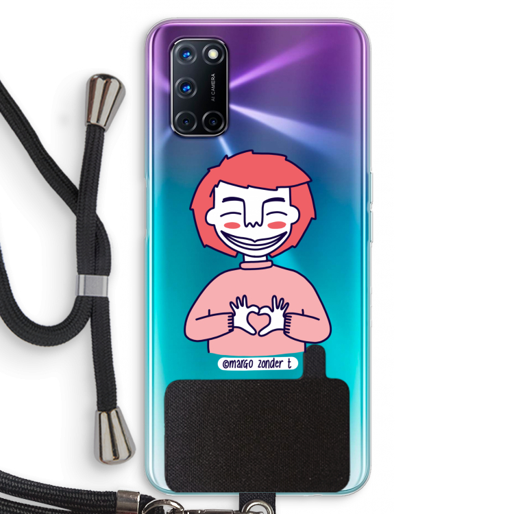 Hartje: Oppo A52 Transparant Hoesje met koord