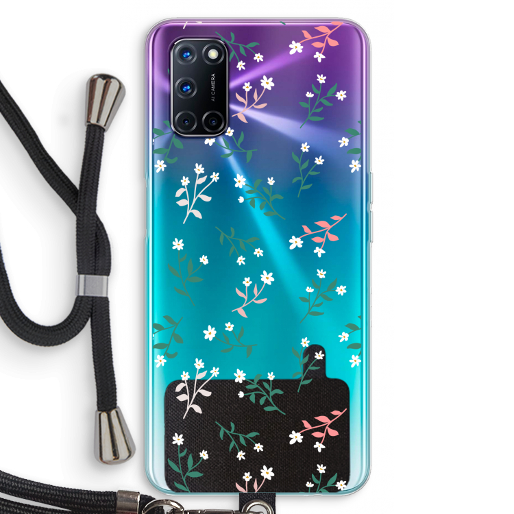 Small white flowers: Oppo A52 Transparant Hoesje met koord