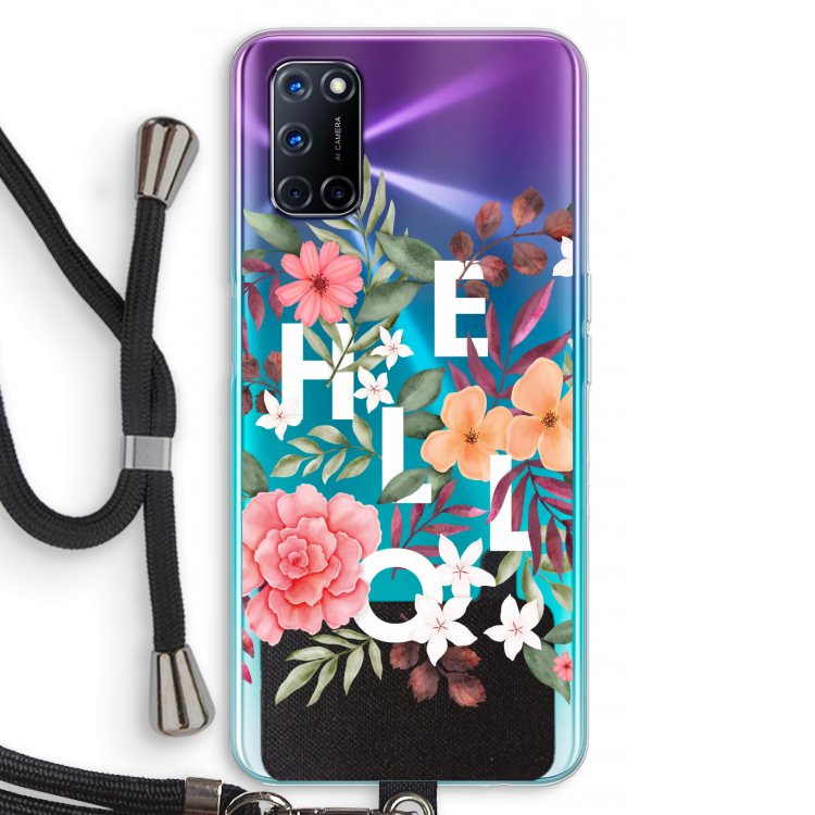 Hello in flowers: Oppo A52 Transparant Hoesje met koord