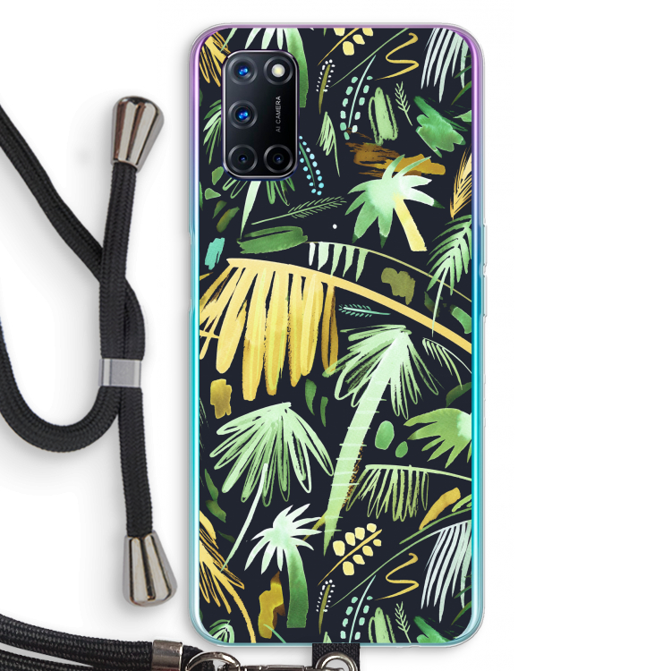 Tropical Palms Dark: Oppo A52 Transparant Hoesje met koord