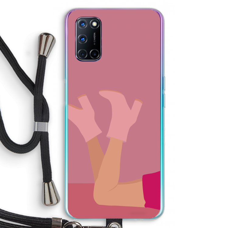Pink boots: Oppo A52 Transparant Hoesje met koord