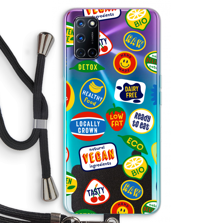 Fruitsticker: Oppo A52 Transparant Hoesje met koord