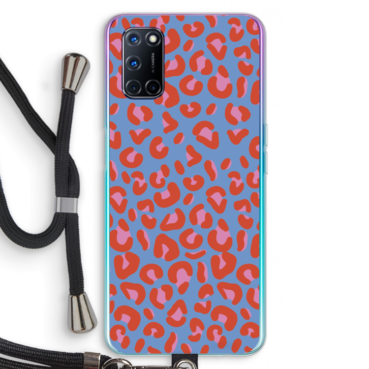 Leopard blue: Oppo A52 Transparant Hoesje met koord