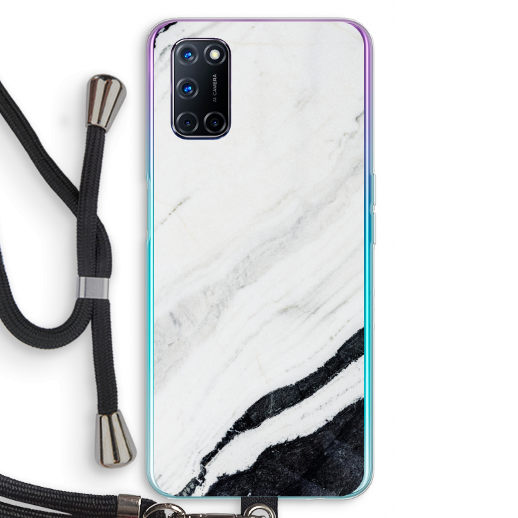 Elegante marmer: Oppo A52 Transparant Hoesje met koord