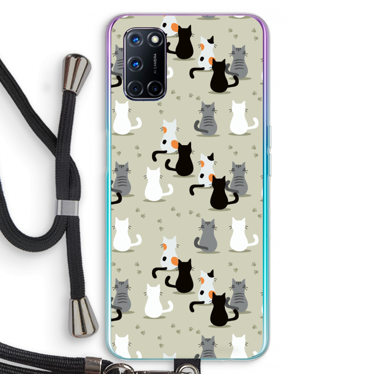Katten: Oppo A52 Transparant Hoesje met koord