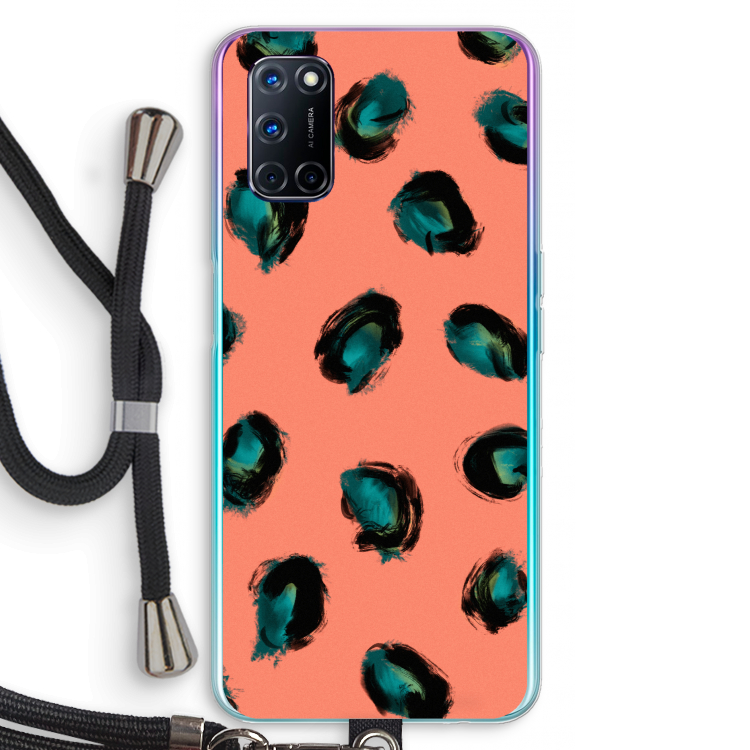 Pink Cheetah: Oppo A52 Transparant Hoesje met koord