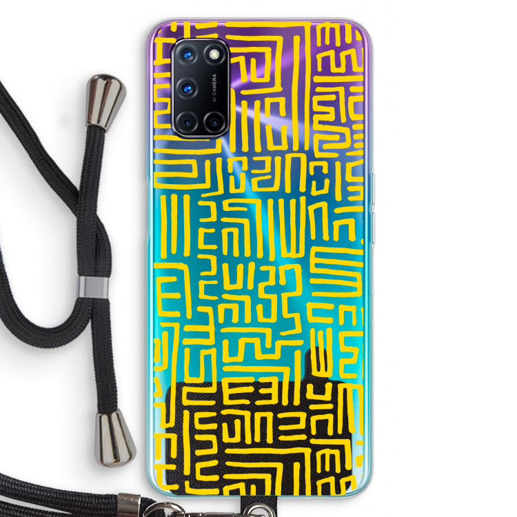 Majorelle Blue Print: Oppo A52 Transparant Hoesje met koord