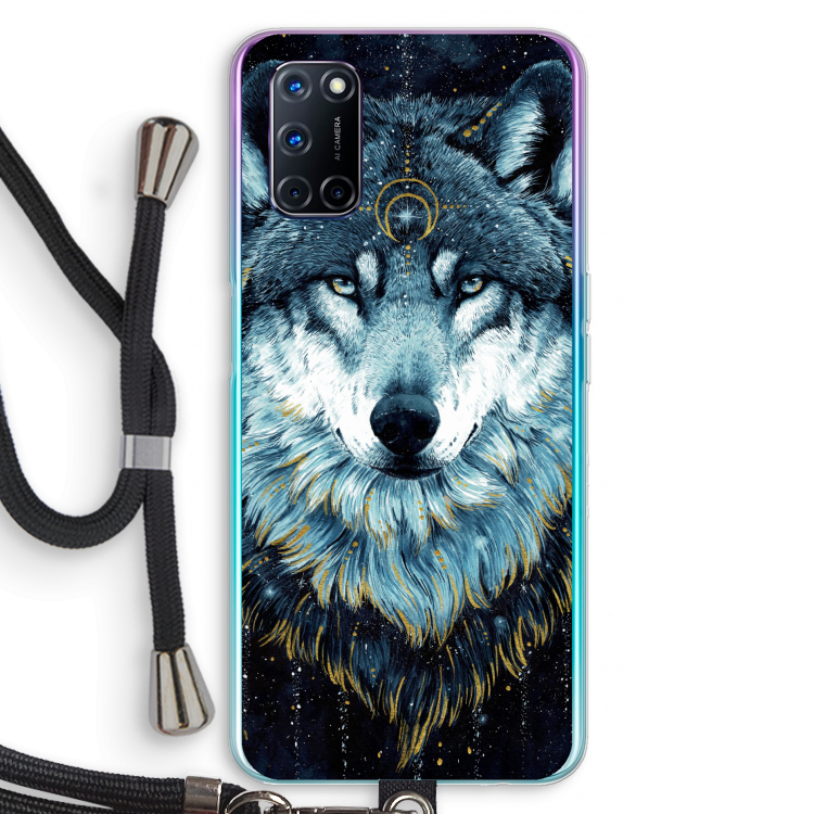Darkness Wolf: Oppo A52 Transparant Hoesje met koord