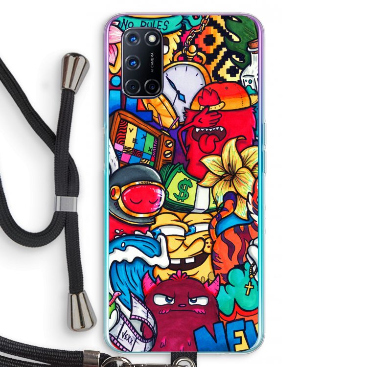 No Rules: Oppo A52 Transparant Hoesje met koord