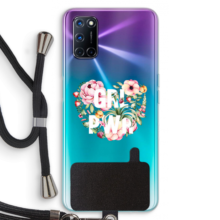 GRL PWR Flower: Oppo A52 Transparant Hoesje met koord