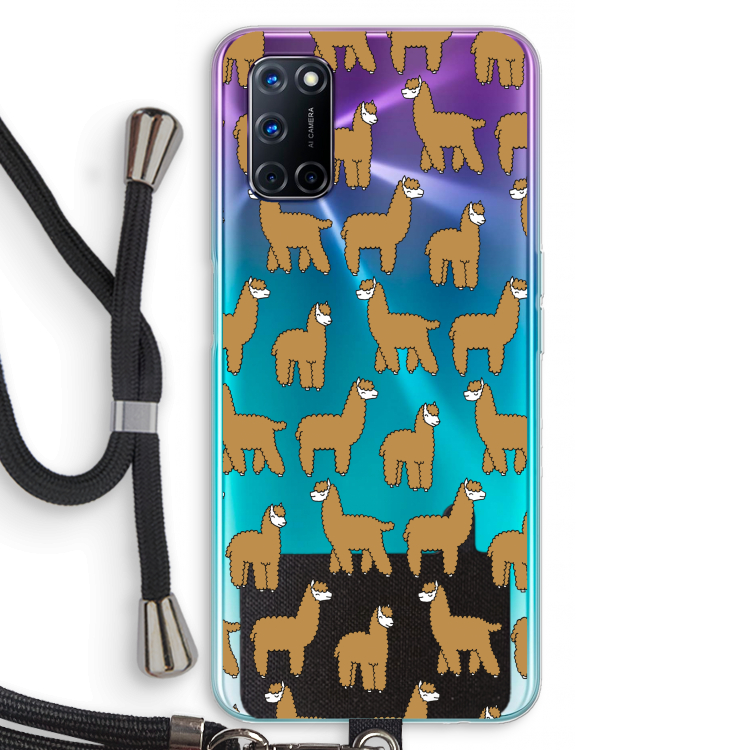 Alpacas: Oppo A52 Transparant Hoesje met koord
