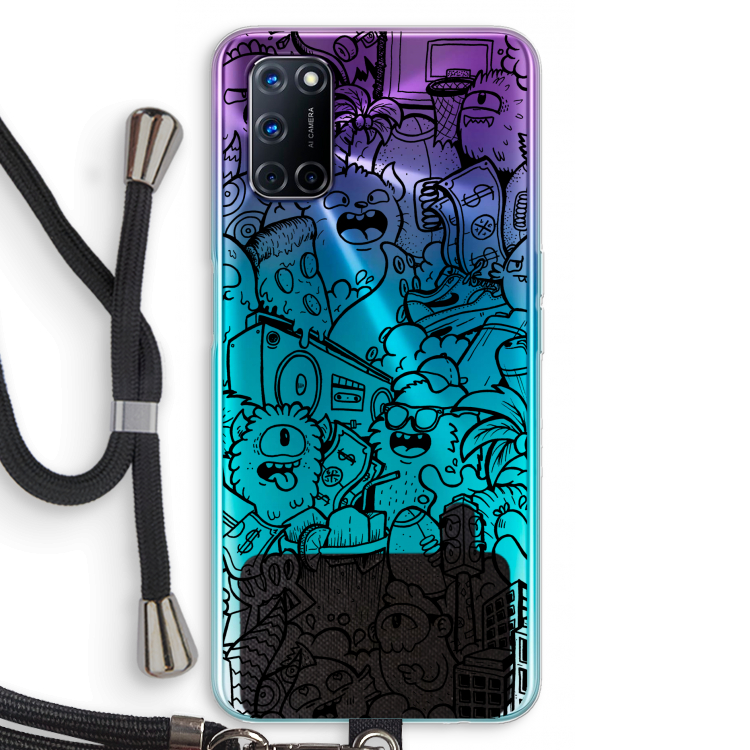 Vexx Black City : Oppo A52 Transparant Hoesje met koord