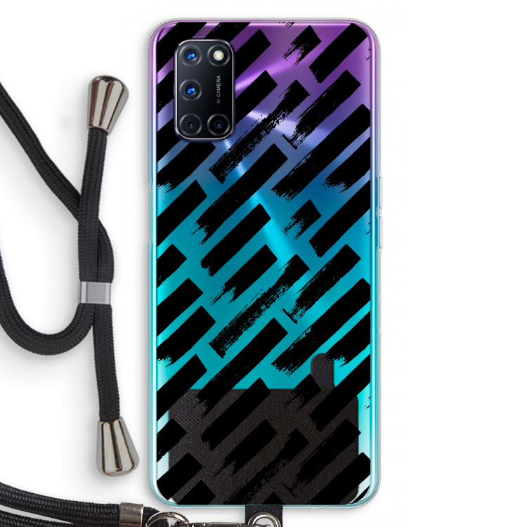 Zwarte vegen: Oppo A52 Transparant Hoesje met koord