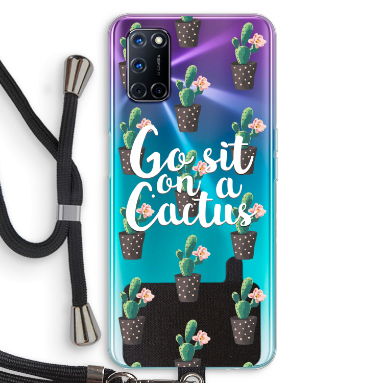 Cactus quote: Oppo A52 Transparant Hoesje met koord