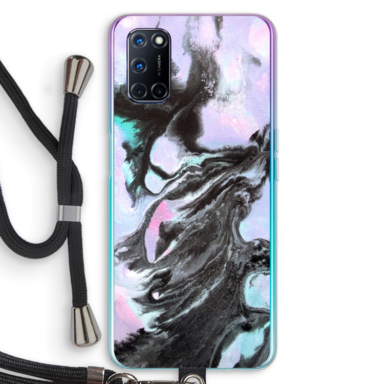Pastel zwart: Oppo A52 Transparant Hoesje met koord