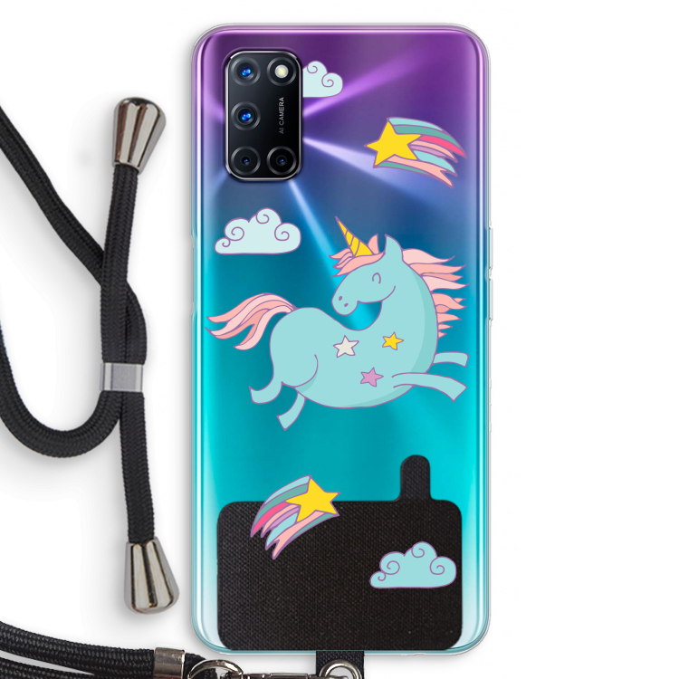 Vliegende eenhoorn: Oppo A52 Transparant Hoesje met koord