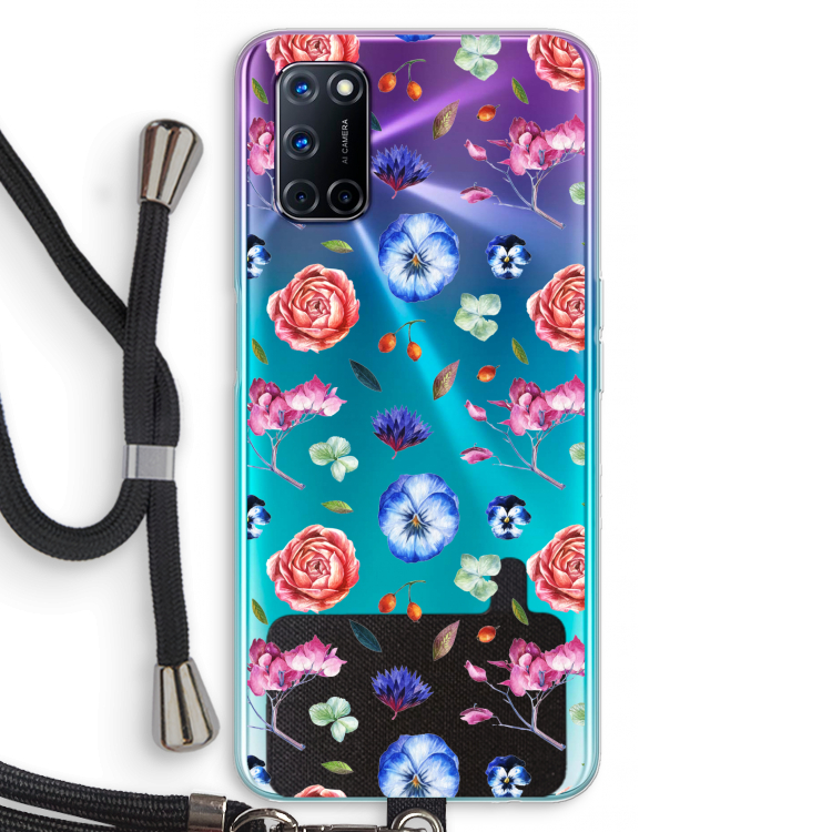 Bloemetjes: Oppo A52 Transparant Hoesje met koord