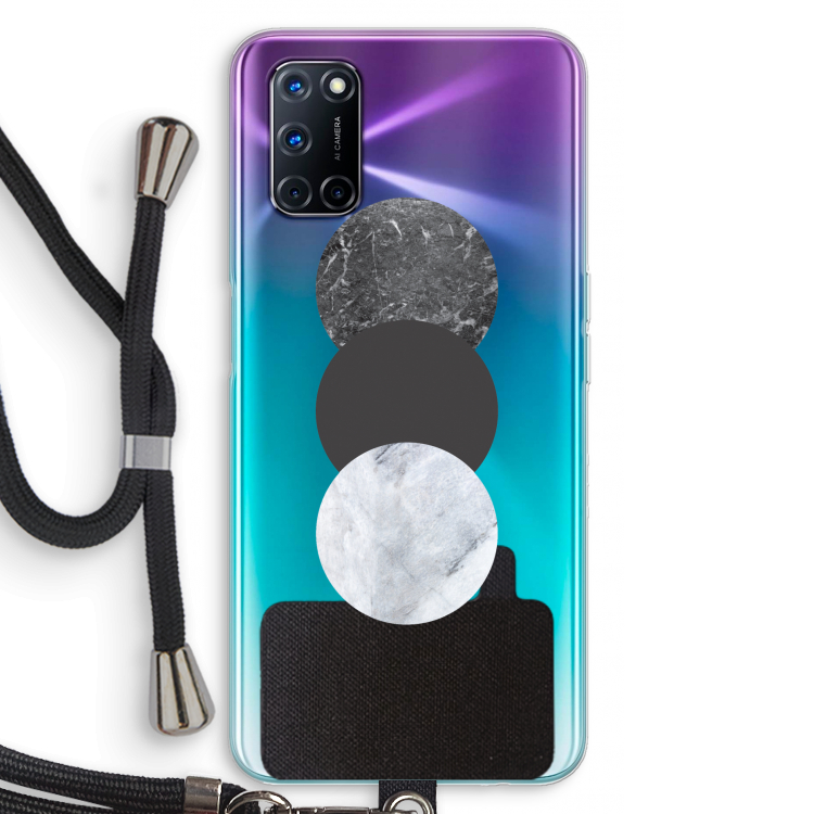 Marmeren cirkels: Oppo A52 Transparant Hoesje met koord