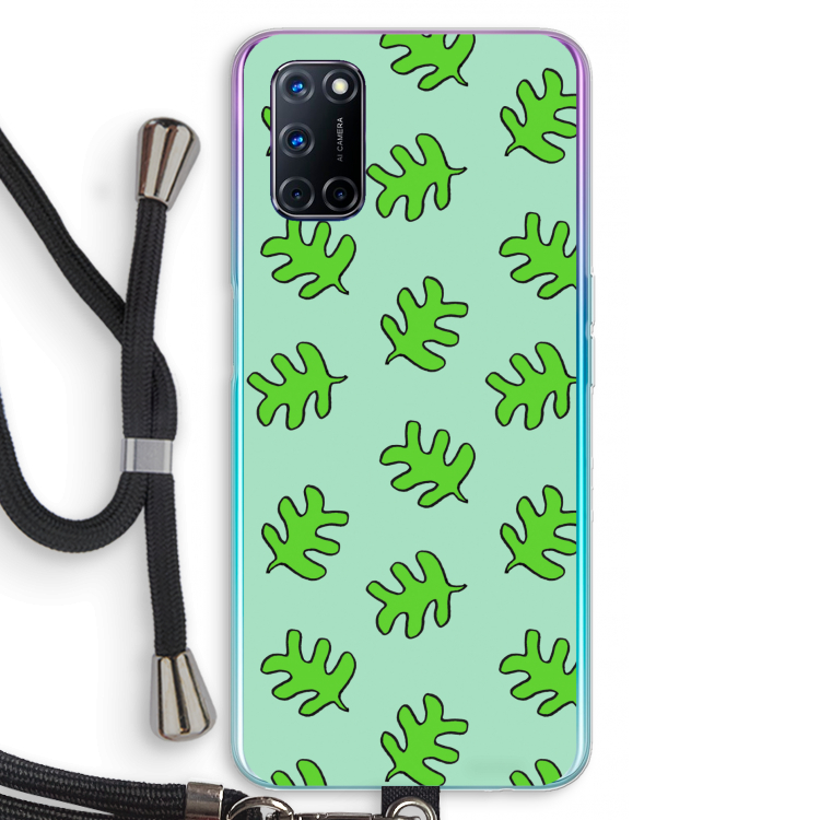 Groene blaadjes: Oppo A52 Transparant Hoesje met koord