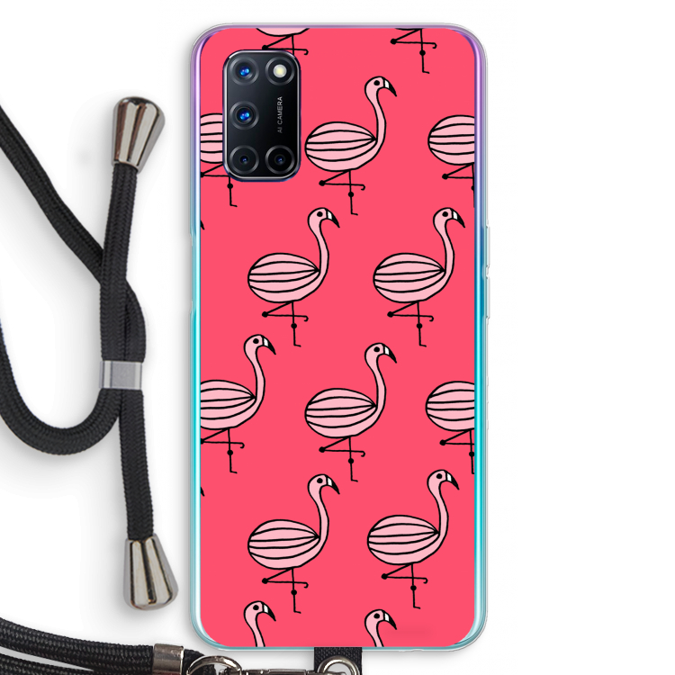 Flamingo: Oppo A52 Transparant Hoesje met koord