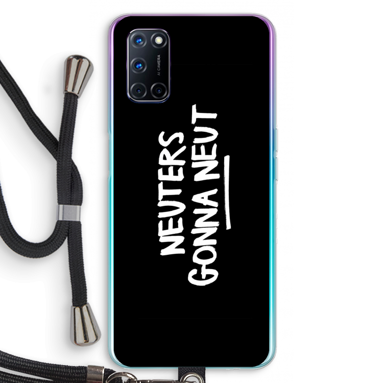 Neuters (zwart): Oppo A52 Transparant Hoesje met koord