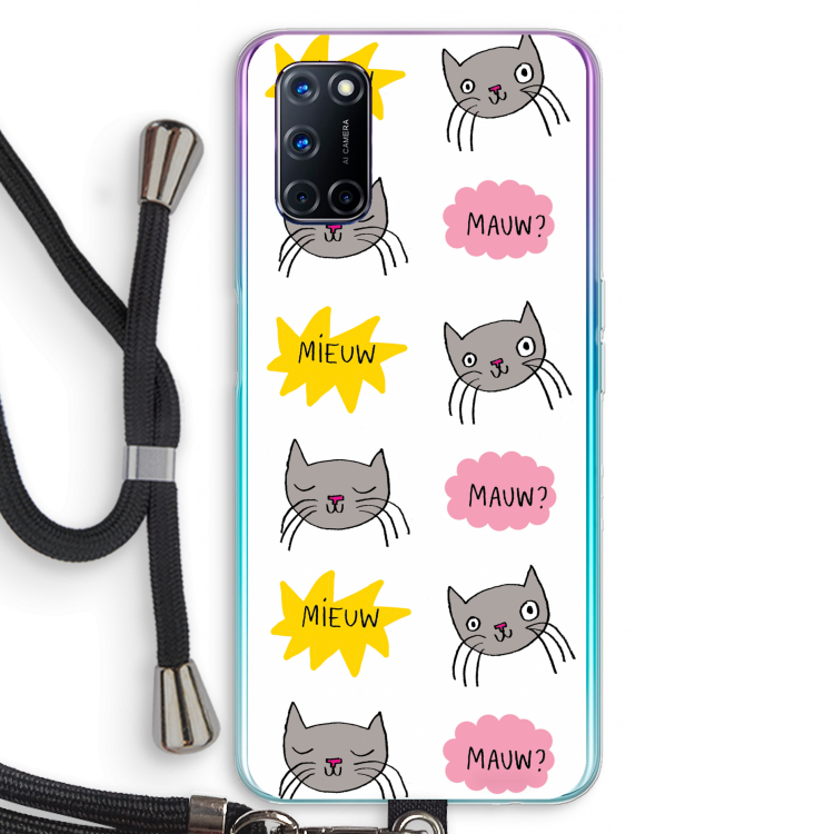 Meow: Oppo A52 Transparant Hoesje met koord