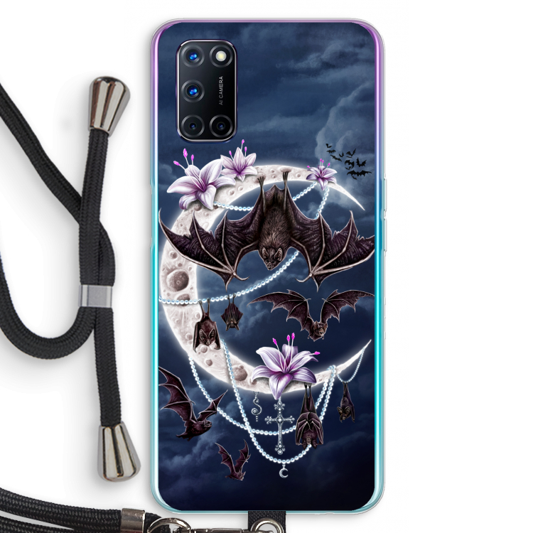 Vleermuizen Maan: Oppo A52 Transparant Hoesje met koord