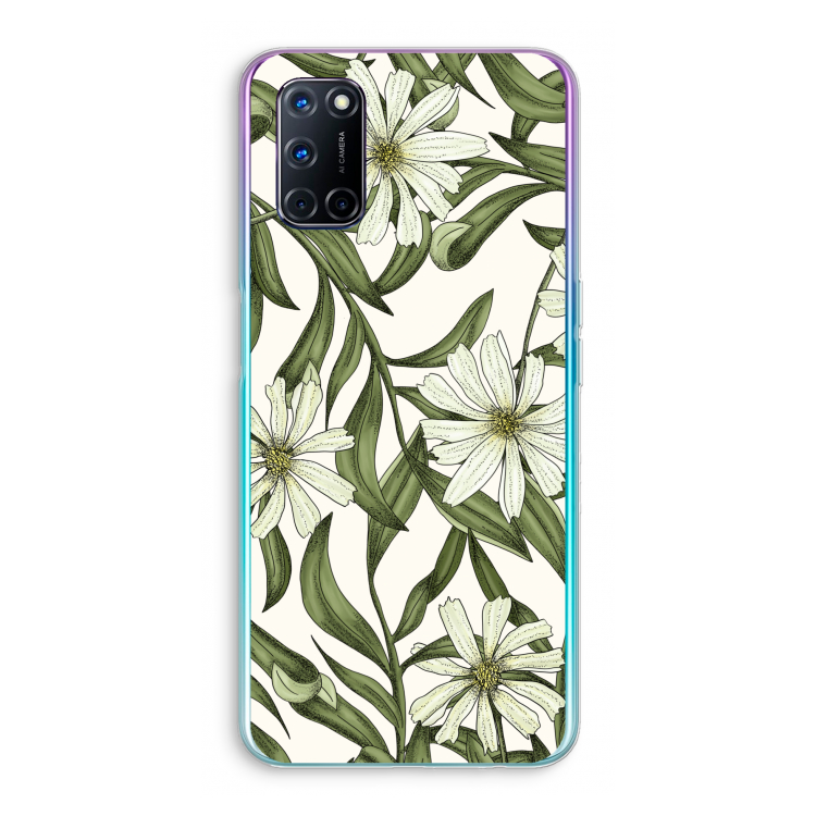 Wit bloemenpatroon: Oppo A72 Transparant Hoesje