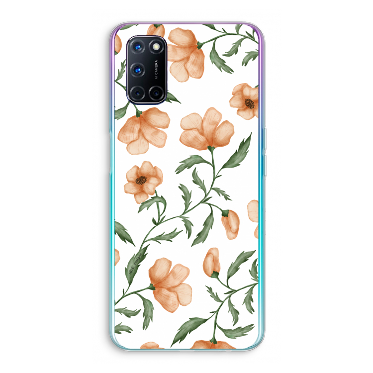Peachy flowers: Oppo A72 Transparant Hoesje