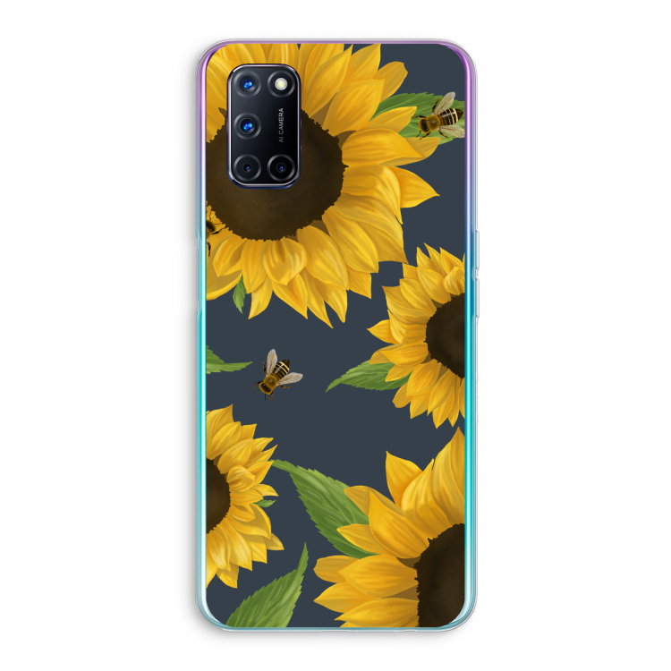Sunflower and bees: Oppo A72 Transparant Hoesje