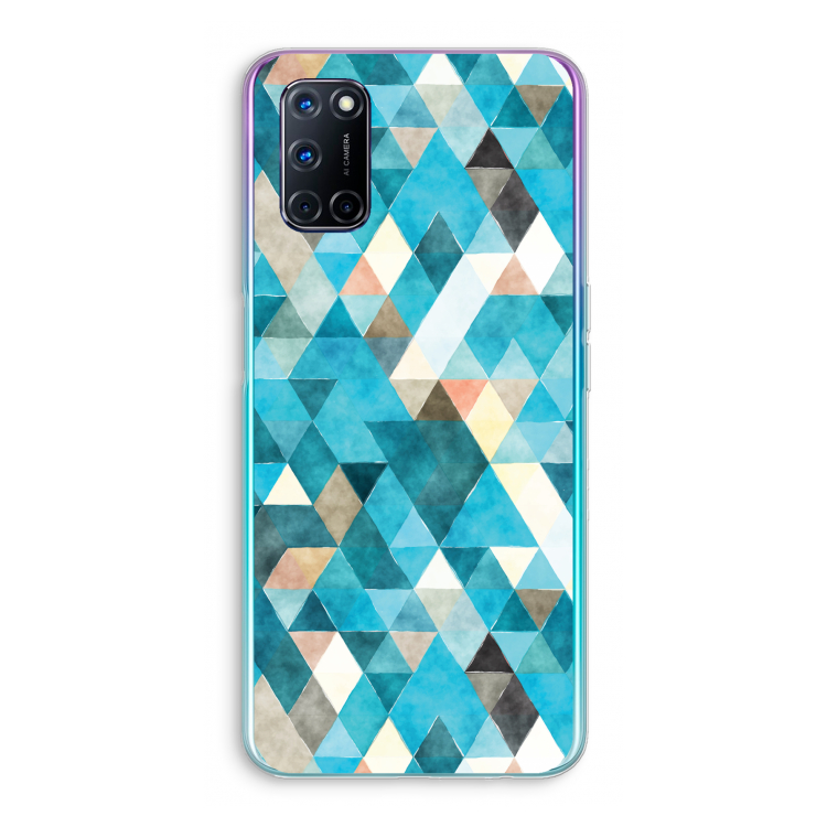 Gekleurde driehoekjes blauw: Oppo A72 Transparant Hoesje
